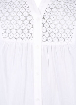 Zizzi FLASH – Skjorta med virkad detalj, Bright White, Packshot image number 2
