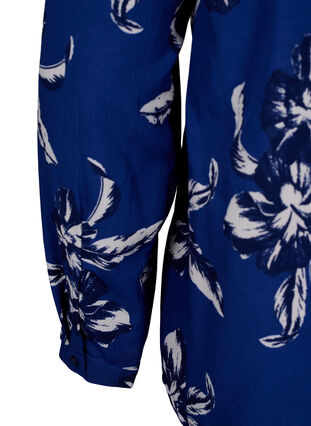 Zizzi FLASH - Långärmad blus med tryck, Navy Blazer Flower, Packshot image number 3