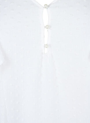 Zizzi Blus med prickig struktur och kort ärm, Bright White, Packshot image number 2