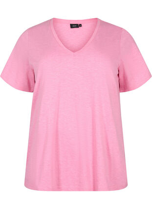 Zizzi V-ringad bas t-shirt med korta ärmar, Rosebloom, Packshot image number 0