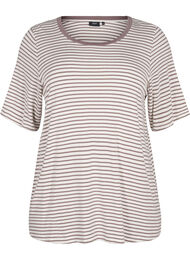 Randig T-shirt i lyocell med rund hals, Ant White Walnut St