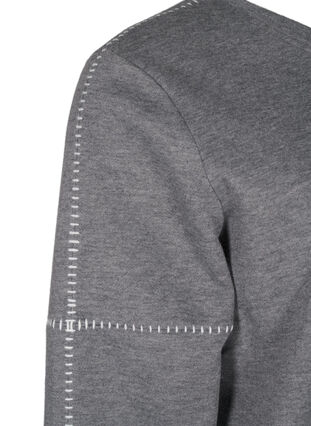 Zizzi Sweatshirt med kontrastsömmar, Medium Grey Mél, Packshot image number 3