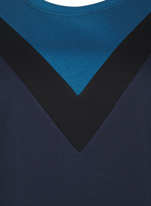 Zizzi Lång sweatshirt med färgblock, Navy B. Color Block, Packshot image number 2