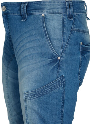 Zizzi Slim fit capri-jeans med fickor, Light blue denim, Packshot image number 2