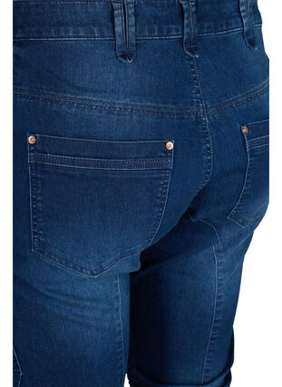 Zizzi Slim fit capri-jeans med fickor, Dark blue denim, Packshot image number 3