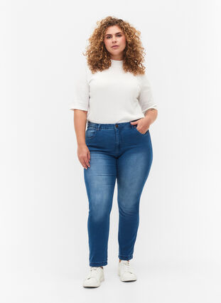 Zizzi Emily jeans med smal passform och normal midja, Light blue, Model image number 0