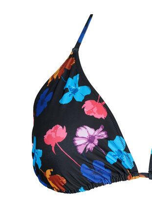 Zizzi Triangel-bikinibehå med tryck, Black Flower AOP, Packshot image number 2