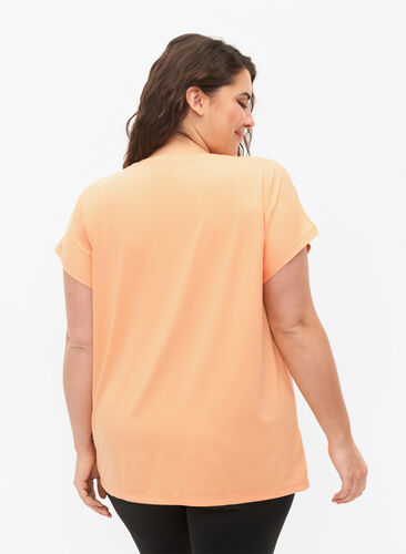 Zizzi Kortärmad t-shirt för träning, Apricot Nectar, Model image number 1