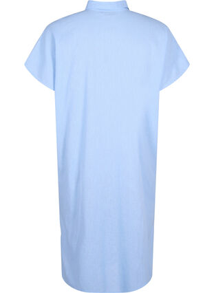 Zizzi Lång skjorta i bomullsblandning med linne, Serenity, Packshot image number 1