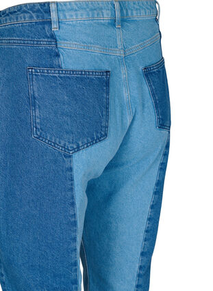 Zizzi Croppade Vera jeans med colour block, Blue denim, Packshot image number 3