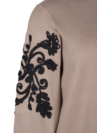 Zizzi Stickad blus med broderi, Desert Taupe Comb, Packshot image number 2