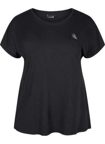 Zizzi Enfärgad tränings t-shirt, Black, Packshot image number 0