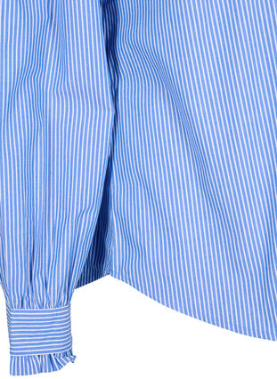 Zizzi Randig skjortblus med volanger, Princess Blue W. St., Packshot image number 3