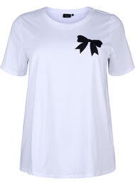 T-shirt i bomull med fluga, Bright Wh. W. Black 