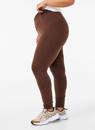 Zizzi Leggings i bomull med foder, Chocolate Martini, Model image number 2