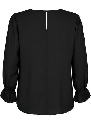 Zizzi Långärmad blus med smock, Black, Packshot image number 1