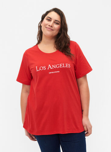 Zizzi T-shirt från FLASH med tryck, High Risk Red, Model image number 0