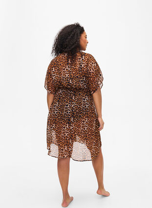 Zizzi Strandkimono med tryck, Leopard, Model image number 1