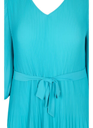 Zizzi Plisserad klänning med 3/4-ärmar, Turquoise, Packshot image number 2