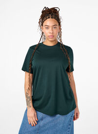 Enkel t-shirt i bomull med rund halsringning, Scarab, Model