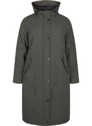 Parkas med huva och justerbar midja, Black Olive