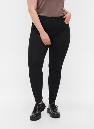 Zizzi Super slim Amy jeans med hög midja, Black, Model image number 3
