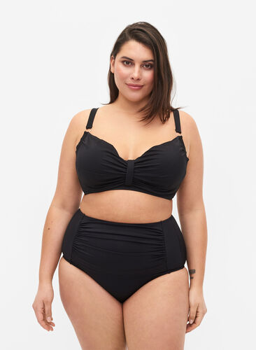 Zizzi Bikinitrosor med hög midja, Black, Model image number 0