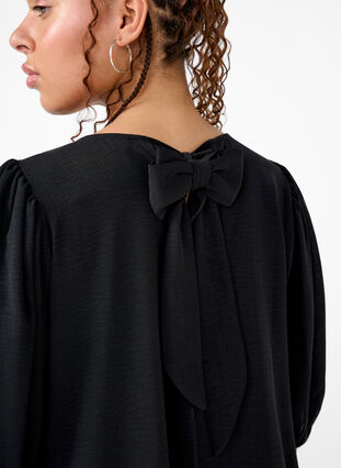 Zizzi Kort klänning med rosett baktill, Black, Model image number 2