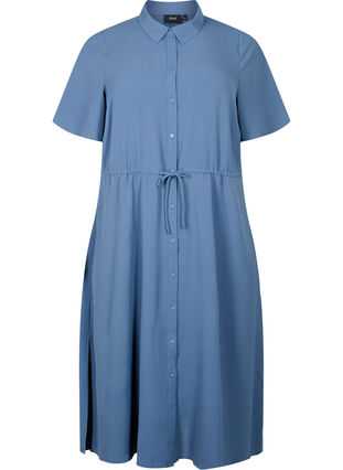 Zizzi Skjortklänning med korta ärmar, Vintage Indigo, Packshot image number 0