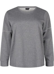 Sweatshirt med kontrastsömmar, Medium Grey Mél