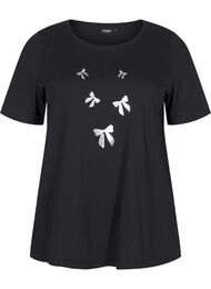 FLASH - T-shirt med tryck, Black Silver Bow