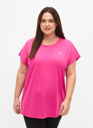 Zizzi Kortärmad t-shirt för träning, Raspberry Rose, Model image number 0