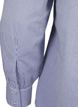 Zizzi Skjorta i ekologisk bomull med pärlbroderi, Blue White Stripe, Packshot image number 4