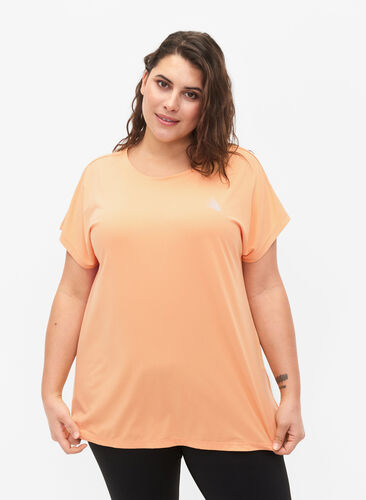 Zizzi Kortärmad t-shirt för träning, Apricot Nectar, Model image number 0
