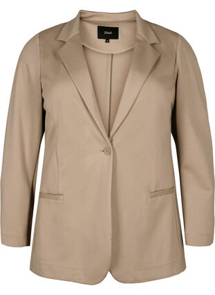 Zizzi Enkel blazer med knapp, Silver Mink, Packshot image number 0