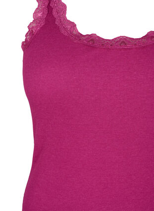 Zizzi Top with lace trim, Raspberry Radiance, Packshot image number 2