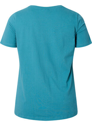 Zizzi Enfärgad t-shirt i bomull, Brittany Blue, Packshot image number 1