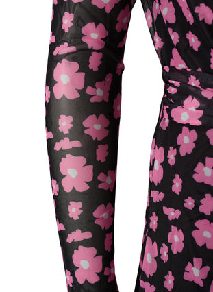 Zizzi Långärmad klänning i blommig mesh, Black Pink AOP, Packshot image number 2