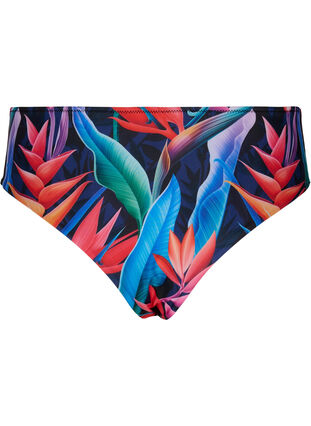 Zizzi Bikiniunderdel med tryck och hög midja, Bright Leaf, Packshot image number 1