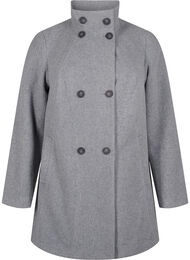 Kort trenchcoat med A-linjeform, Light Grey Melange