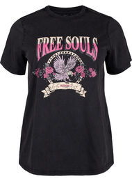 Organic Cotton T-shirt med Eagle Artif, Grey Free Souls