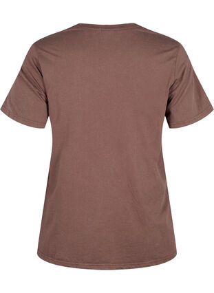 Zizzi T-shirt i ekologisk bomull med tryck, Brown Wash W. Wisdom, Packshot image number 1