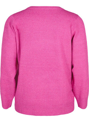 Zizzi Melerad pullover med V-ringning, Rose V. w. White Mel, Packshot image number 1