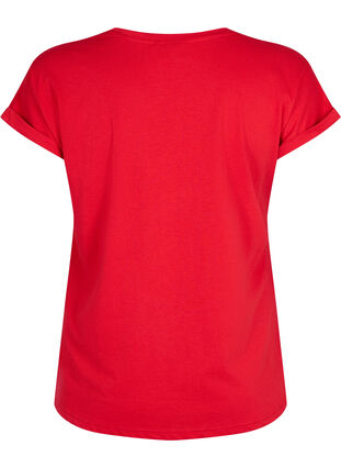 Zizzi Kortärmad t-shirt i bomullsmix, Tango Red, Packshot image number 1