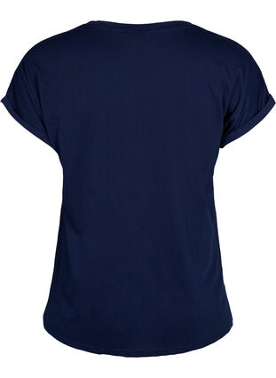 Zizzi Kortärmad t-shirt i bomullsmix, Navy Blazer, Packshot image number 1