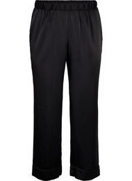 Pyjamasbyxor i satin med resår i midjan, Black