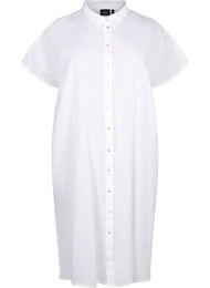 Lång skjorta i bomullsblandning med linne, Bright White, Packshot