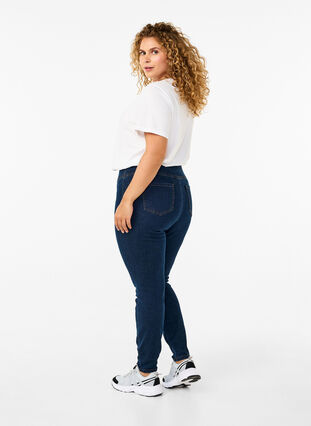 Zizzi Stretchiga jeggings med hög midja, Dark Blue, Model image number 1