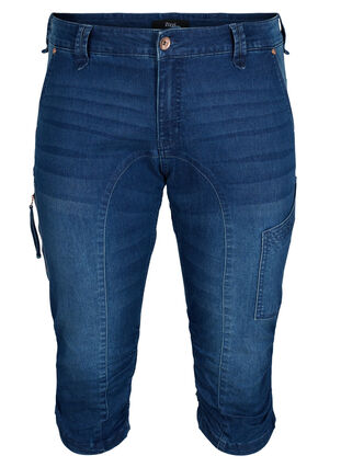 Zizzi Slim fit capri-jeans med fickor, Dark blue denim, Packshot image number 0