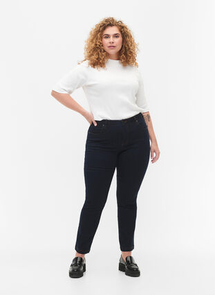 Zizzi Emily jeans med smal passform och normal midja, Unwashed, Model image number 0